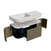 MONDIAZ THOR-DLUX 110cm meuble de salle de bains arrondi gauche + droite couleur Shadow avec 1 tiroir et 2 portes. Vasque suspendue CLOUD Gauche sans trou de robinet couleur Glace. SW1462858