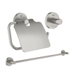 GROHE Essentials accessoireset 3-delig met handdoekhouder, handdoekhaak en toiletrolhouder met klep super steel SW529095