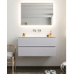 Mondiaz VICA ensemble de meuble de salle de bain - 100cm - meuble sous-vasque cale - 2 tiroirs - lavabo cloud milieu - sans trou de robinet - miroir LED - version XL 60cm haut SW1097818