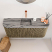 Mondiaz JOYA-DLUX Meuble de toilette 93,2 cm - arrondis gauche et droite couleur Dusk - Vasque FAYE position Milieu Sans trou de robinet couleur Sombra SW1426182