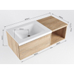 Mondiaz BUKLA Ensemble de meuble salle de bain - 100x45x34cm - 0 trous de robinet - lavabo à gauche - solid surface - Urban - sans poignée - 1 tiroir - Mélamine - Chêne blanchi SW705028