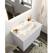 Mondiaz VICA ensemble de meuble de salle de bain - 80cm - meuble sous-vasque cale - 2 tiroirs - lavabo denia milieu - 1 trou de robinet - miroir LED - version XL 60cm haut SW1097810