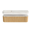 MONDIAZ THOR-DLUX 170cm badmeubel ronding links + rechts kleur Oak met 1 lade en 2 deuren. Vrijhangende wastafel CLOUD Links 1 kraangat kleur Ostra. SW1465650