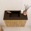 Mondiaz JOYA 50cm toiletmeubel - kleur Oak - Wastafel FAYE positie Links 1 kraangat kleur Urban. SW1421179