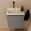 MONDIAZ TURE-DLUX Meuble toilette - 40cm - Smoke - EDEN - vasque Ostra - position gauche - sans trou de robinet SW1105125