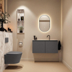 MONDIAZ TURE-DLUX Meuble toilette - 100cm - Dark Grey - EDEN - vasque Glace - position centrale - 1 trou de robinet SW1103235