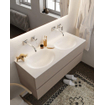 Mondiaz VICA ensemble de meuble de salle de bain - 120cm - meuble sous-vasque fumée - 2 tiroirs - lavabo lune double - sans trou de robinet version XL 60cm de haut SW1089815