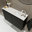 MONDIAZ TURE Kit lave-mains - 80x23x50cm - 1 trou de robinet - 2 portes - urban mat - Lavabo à droite - Solid Surface Blanc SW474926