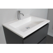 Basic Bella Meuble salle de bains avec lavabo acrylique Blanc 60x55x46cm 1 trou de robinet avec miroir et éclairage Anthracite mat SW491764