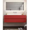 Mondiaz VICA ensemble de meuble de salle de bain - 150cm - meuble sous-vasque fire - 2 tiroirs - lavabo cloud milieu - sans trou de robinet - miroir LED - version XL 60cm haut SW1097994