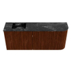 Mondiaz JOYA-DLUX Meuble de salle de bains 101.6cm - arrondi droit couleur Ruby - Vasque FAYE position Gauche Sans trou de robinet couleur Lava SW1423660