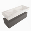 Mondiaz ALAN-DLUX Ensemble de meuble - 120cm - meuble Dark grey mat - 1 tiroir - Lavabo Cloud Ostra suspendu - vasque gauche et droite - 0 trous de robinet SW807458