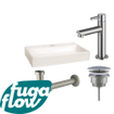 FugaFlow Eccelente Arredo fonteinset - 38x7x24cm - 1 kraangat - keramiek - fonteinkraan RVS geborsteld - glans wit - SW1125257