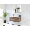 HR Matrix ensemble meuble de salle de bain 3d 100cm 1 tiroir sans poignée avec bandeau couleur charleston avec vasque djazz 2 trous de robinetterie blanc SW857077