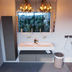 Mondiaz ALAN-DLUX Ensemble de meuble - 120cm - meuble Plata mat - 2 tiroirs - Lavabo Cloud Ostra suspendu - vasque Gauche et droite - 0 trous de robinet SW807830