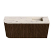 Mondiaz JOYA-DLUX 91.6cm toiletmeubel - ronding links kleur Walnut - Wastafel FAYE positie Rechts 1 kraangat kleur Nata. SW1424532
