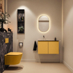 MONDIAZ TURE-DLUX Meuble de toilettes 80 cm Ocher. EDEN lavabo Lava position gauche. Sans trou de robinet. SW1103892