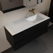 Mondiaz AIVY Ensemble de meuble - 120x45x50cm - 0 trous de robinet - 1 vasque Talc Solid surface - Droite - 2 tiroirs - avec miroir - MDF Urban SW892195
