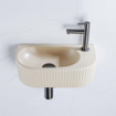 Fugaflow Efficiente Pietra Ensemble lave-mains - 40x21.5x12cm - droit - rainuré - semi-circulaire - 1 trou de robinet - céramique - robinet de lave-mains gunmetal - bonde - siphon abaissé - beige SW1443524