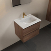 Mondiaz AIVY Ensemble de meuble - 60x45x50cm - 1 trou de robinet - 1 vasque Talc céramique - Centre - 2 tiroirs - avec miroir - Melamine Mocha SW892224
