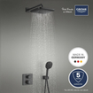 Grohe Precision showerset compleet m. handdouche ø11cm m. 2 straalsoorten en hoofddouche 25x25cmm. inbouw douchekraan therm. vierkant m. omstel mat zwart SW1126884