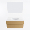 Mondiaz VICA ensemble de meuble de salle de bain - 100cm - meuble sous-vasque oro - 2 tiroirs - lavabo denia milieu - 1 trou de robinet - couleur Blanc Brillant - miroir LED - version XL 60cm de haut SW1091951