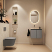 MONDIAZ TURE-DLUX meuble de toilettes 60cm Smoke. EDEN lavabo Ostra position gauche. Sans trou de robinet. SW1105156