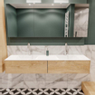 ENSEMBLE DE MEUBLE MONDIAZ LUSH - 180 cm - 2 tiroirs - lavabo cloud - 2 vasques - 2 trous de robinet - chêne blanchi SW409361