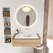 Mondiaz BUKLA Ensemble de meuble - 100x45x34cm - 0 trous de robinet - lavabo centré - solid surface - Talc - sans poignée - 1 tiroir - Mélamine - Chêne blanchi SW704728