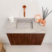 Mondiaz JOYA-DLUX 50cm toiletmeubel - kleur Ruby - Wastafel FAYE positie Links Zonder kraangat kleur Glace. SW1423520