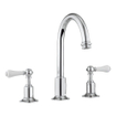 Robinet lavabo Crosswater Belgravia - haut - 3 trous - poignées blanches - bonde - chrome SW24297