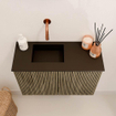 Mondiaz JOYA 60cm toiletmeubel - kleur Dusk - Wastafel FAYE positie Links Zonder kraangat kleur Urban. SW1421624