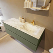 Mondiaz VICA-DLUX ensemble de meuble de salle de bain - 130cm - meuble sous-vasque armée - 4 tiroirs - lavabo encastré nuage droite - 1 trou de robinet - version haute de 60cm - glace SW1088141