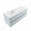 Mondiaz VICA-DLUX ensemble de meuble de salle de bain - 120cm - meuble sous-vasque argile - 4 tiroirs - lavabo encastré nuage gauche - sans trous de robinet - version haute de 60cm - opalo SW1086576