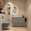 MONDIAZ TURE-DLUX Meuble toilette - 120cm - Smoke - EDEN - vasque Opalo - position gauche - 1 trou de robinet SW1104585