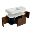 MONDIAZ THOR-DLUX Meuble de salle de bains - 100cm - arrondi gauche + droite - couleur Walnut - 1 tiroir et 2 portes - Vasque suspendue CLOUD Gauche 1 trou de robinet - couleur Opalo SW1467372