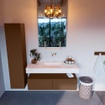 Mondiaz ALAN-DLUX Ensemble de meuble - 120cm - meuble Rust mat - 2 tiroirs - Lavabo Cloud Ostra suspendu - vasque Centre - 0 trous de robinet SW807558