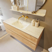 MONDIAZ VICA-DLUX Ensemble meuble de salle de bains - 130cm - meuble bas Washed oak - 2 tiroirs - lavabo encastré cloud central - sans trous de robinet - version hauteur 60cm - opalo SW1088456