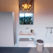 Mondiaz ALAN-DLUX Ensemble de meuble - 70cm - meuble Cale mat - 1 tiroir - Lavabo Cloud Opalo suspendu - vasque Centre - 0 trous de robinet SW806596