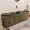 Mondiaz JOYA-DLUX Meuble de salle de bains 123,2cm - arrondis gauche et droite couleur Dusk - Vasque FAYE position Milieu Sans trou de robinet couleur Lava SW1423289