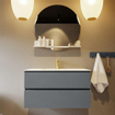 Mondiaz VICA-DLUX ensemble de meuble de salle de bain - 90cm - meuble sous-vasque plata - 2 tiroirs - lavabo encastrée cloud milieu - 1 trou de robinet - version haute de 60cm - opalo SW1086683