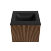 MONDIAZ KURVE 50cm Meuble salle de bain - couleur Walnut - 1 tiroir - vasque GRUNNE centre - sans trous de robinet - Urban SW1138415