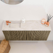Mondiaz JOYA-DLUX 90cm toiletmeubel - kleur Dusk - Wastafel FAYE positie Links 1 kraangat kleur Ostra. SW1423396
