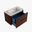 Mondiaz CIRO-DLUX Ensemble meuble de salle de bains - 80x45x50cm - Lavabo solid surface Frappe - 1 vasque au milieu - 1 trou de robinet - 2 tiroirs - Ruby SW1531275