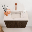 Mondiaz JOYA-DLUX 50cm meuble de toilette - couleur Walnut - Vasque FAYE position Milieu Sans trou de robinet couleur Nata. SW1424471