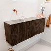 Mondiaz JOYA-DLUX Meuble de salle de bains - 111,6cm - arrondi droit couleur Walnut - Vasque FAYE position Gauche Sans trou de robinet couleur Opalo. SW1422546