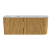 Mondiaz JOYA-DLUX 101.6cm meuble de salle de bains - arrondi droit couleur Oak - Vasque FAYE position Gauche Sans trou de robinet couleur Opalo. SW1422176