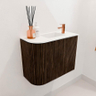 Mondiaz JOYA 51.6cm toiletmeubel - ronding links kleur Walnut - Wastafel FAYE positie Rechts 1 kraangat kleur Talc. SW1421267
