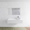 Mondiaz Lagom Meuble salle de bains 130x30.9x45cm Solid Surface Talc 1 tiroir avec lavabo BINX vasque à poser Droite 1 trou de robinet SW409084