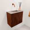 Mondiaz JOYA-DLUX Meuble de toilette 51,6cm - arrondi droit couleur Ruby - Vasque FAYE position Gauche Sans trou de robinet couleur Saba SW1425601